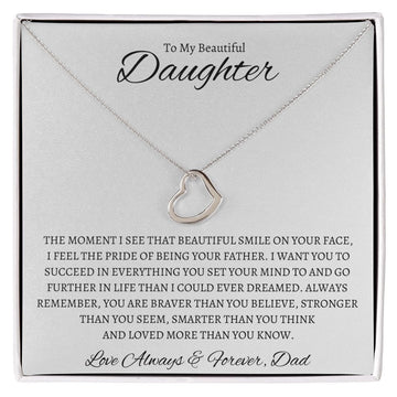 To My Daughter Love Dad - Delicate Heart Necklace