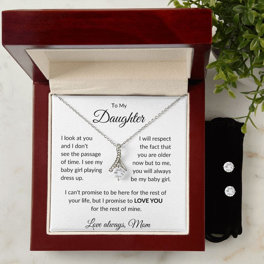 To My Daughter Love Mom - Alluring Beauty Necklace & Earring Set