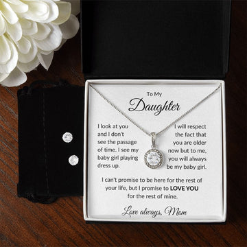 To My Daughter Love Mom - Eternal Hope Necklace & Earring set