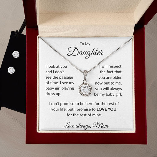 To My Daughter Love Mom - Eternal Hope Necklace & Earring set