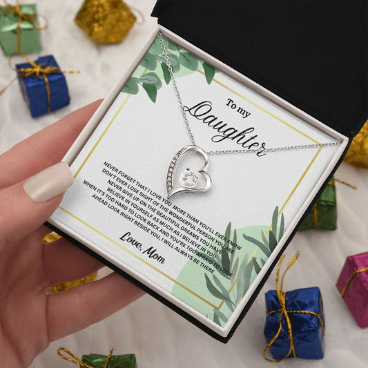 To My Daughter Forever Love Necklace Love Mom