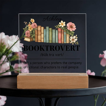 Personalized Book Lover Acrylic Plaque with LED Base