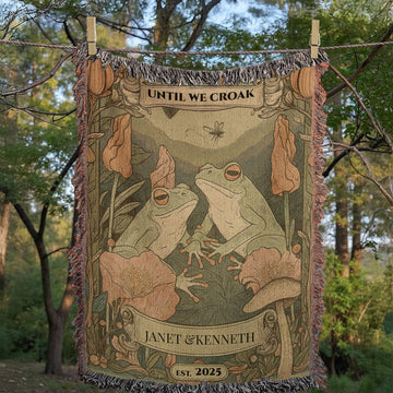 Until We Croak – Frog Couple Woven Blanket