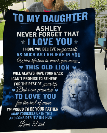 This Old Lion Daughter Personalized Blanket from Dad