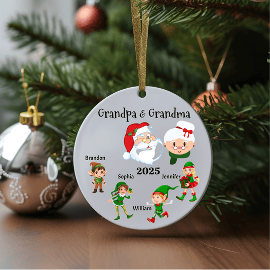 Grandpa & Grandma’s Little Elves – Personalized Christmas Ornament