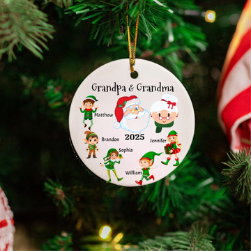 Grandpa & Grandma’s Little Elves – Personalized Christmas Ornament