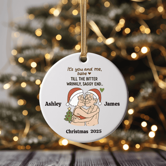 Forever Yours… Even Wrinkly! Personalized Round Ornament