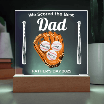 We Scored the Best Dad – Personalized Father’s Day Baseball Acrylic Plaque