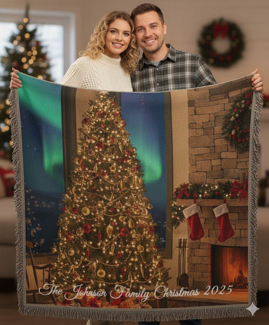 Custom Family Christmas Keepsake Woven Blanket