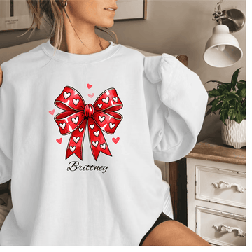 Tied With Love – Personalized Valentine Bow Sweatshirt