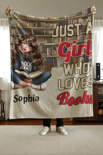Personalized Just a Girl Who Loves Books Blanket