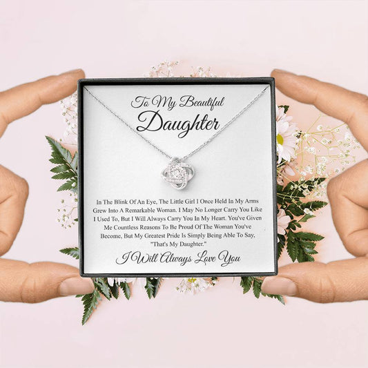To My Beautiful Daughter Love knot Necklace