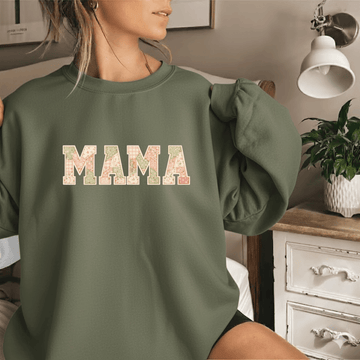 Purrfectly Faux Patched MAMA Sweatshirt