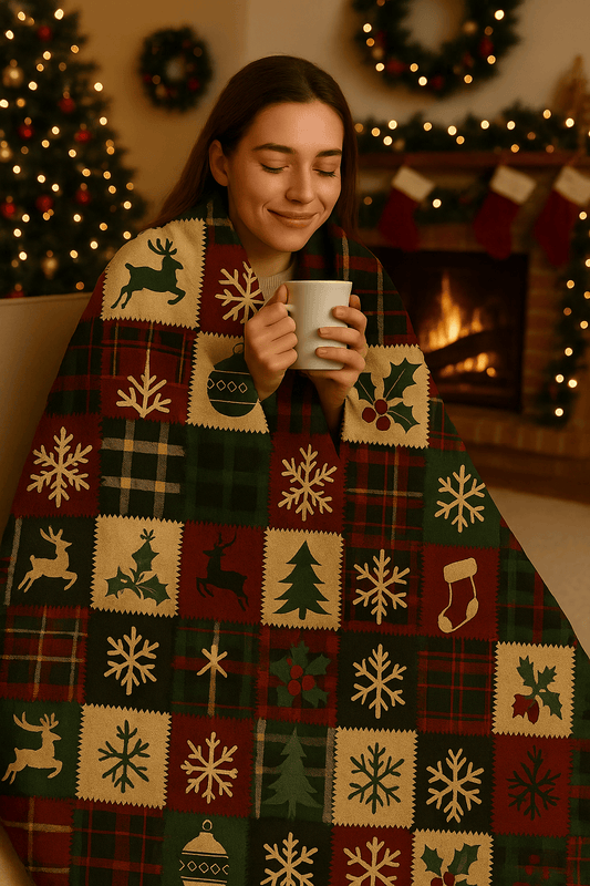 Rustic Patchwork Christmas Blanket
