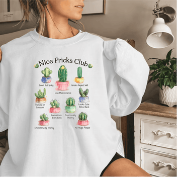 Nice Pricks Club – Funny Cactus Graphic Sweatshirt
