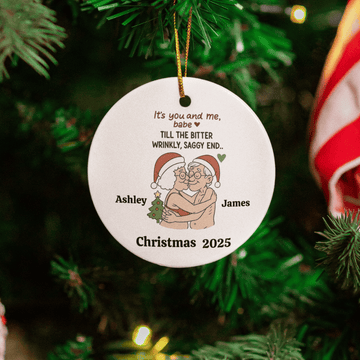 Forever Yours… Even Wrinkly! Personalized Round Ornament