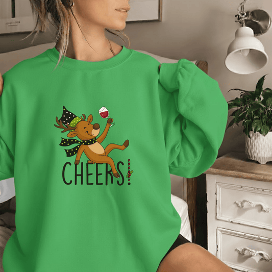 Sleighin’ & Sippin’ Reindeer Crewneck Sweatshirt