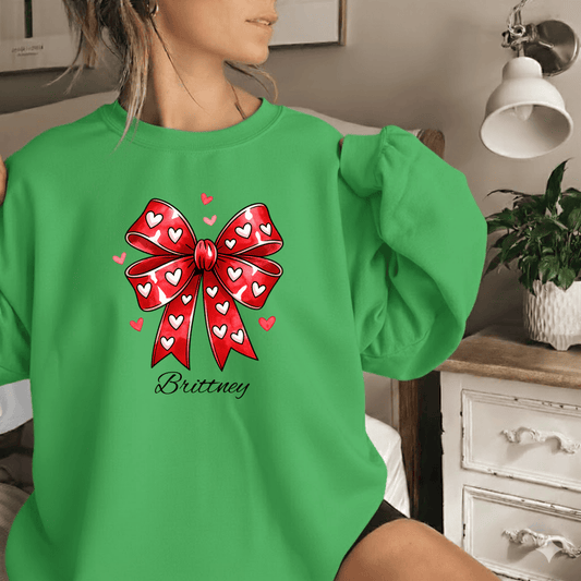 Tied With Love – Personalized Valentine Bow Sweatshirt