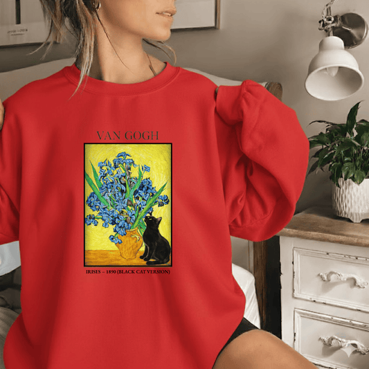 Irises – 1890 (Black Cat Version) sweatshirt