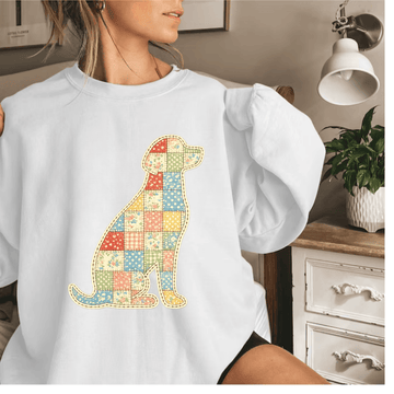 Purrfectly Faux Patched Dog Silhouette
