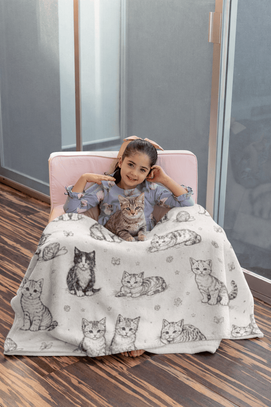 Curious Kittens – A Cozy Line-Art Blanket Collection