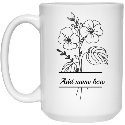 15oz Personalized Gladiolus White Mug