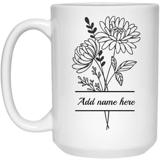 15oz Personalized Aster White Mug