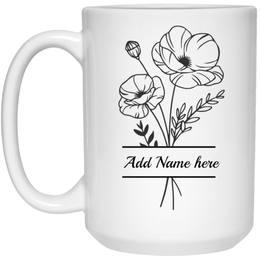 15oz  Personalized  Violet White Mug