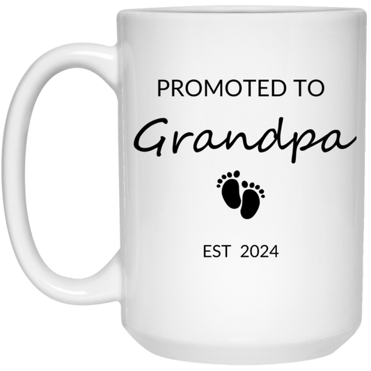 Promoted to Grandpa (Blk) White 15 oz Mug