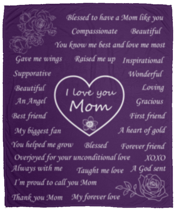 I Love You Mom- Purple Blanket