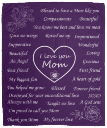 I Love You Mom- Purple Blanket