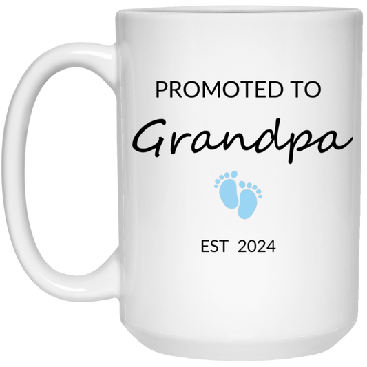 Promoted to Grandpa (blue) White 15oz Mug