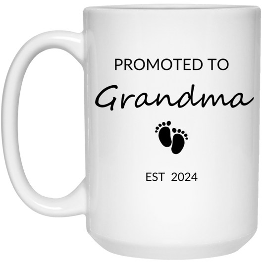 Promoted to Grandma (blk) White 15oz Mug