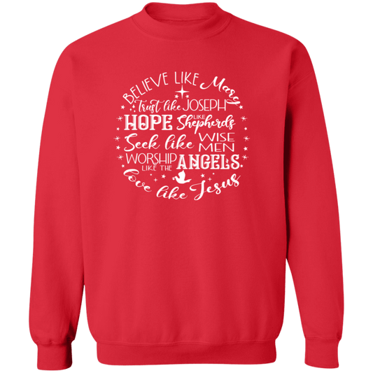 Believe Like Mary Crewneck Pullover Sweatshirt