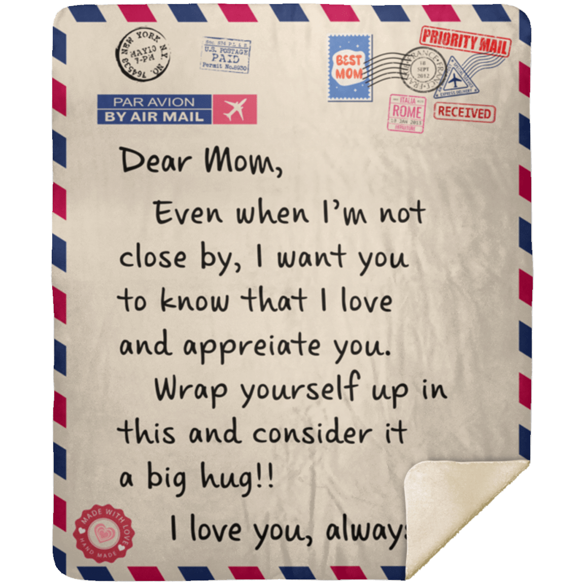 Dear Mom Mink Sherpa Blanket