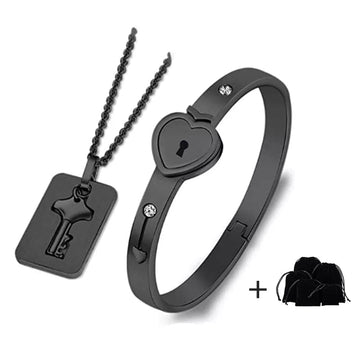 Couple's Heart Bracelet Choker Set