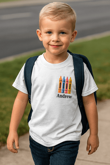 Personalized Crayon Lapel Back To School Shirt