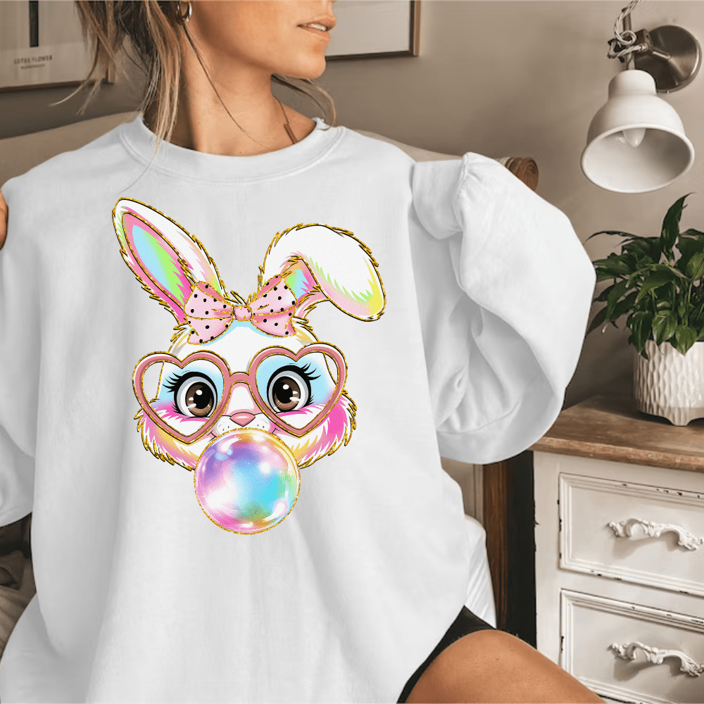 Bunny blowing bubble