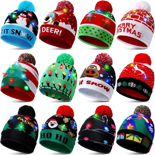 LED Christmas Unisex Sweater Beanie