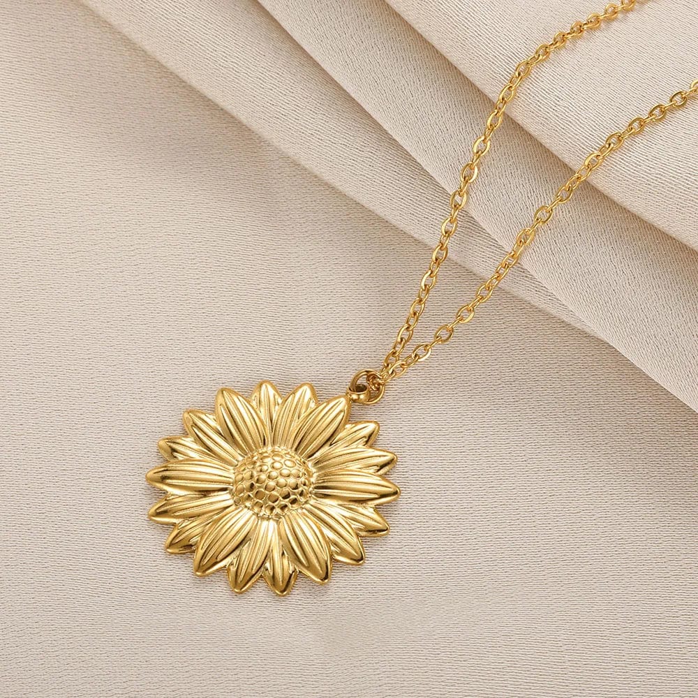 You Are My Sunshine Open Locket Sunflower Necklace