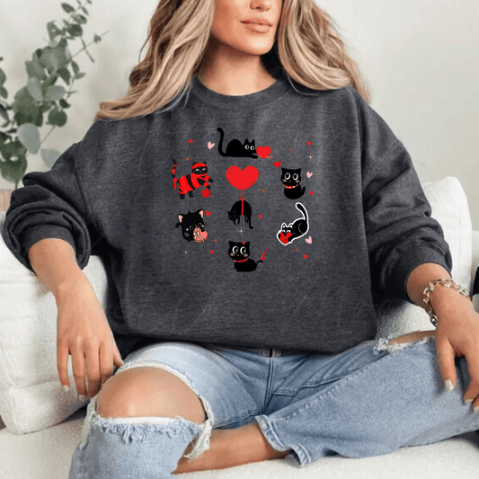 Valentine Black Cat Sweatshirt