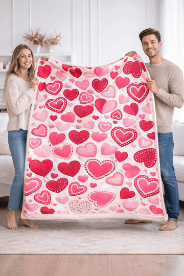 Blushing Hearts – Cozy Valentine Sherpa Blanket