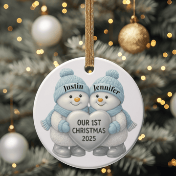 Our First Christmas Together – Personalized Snowman Couple Ornament