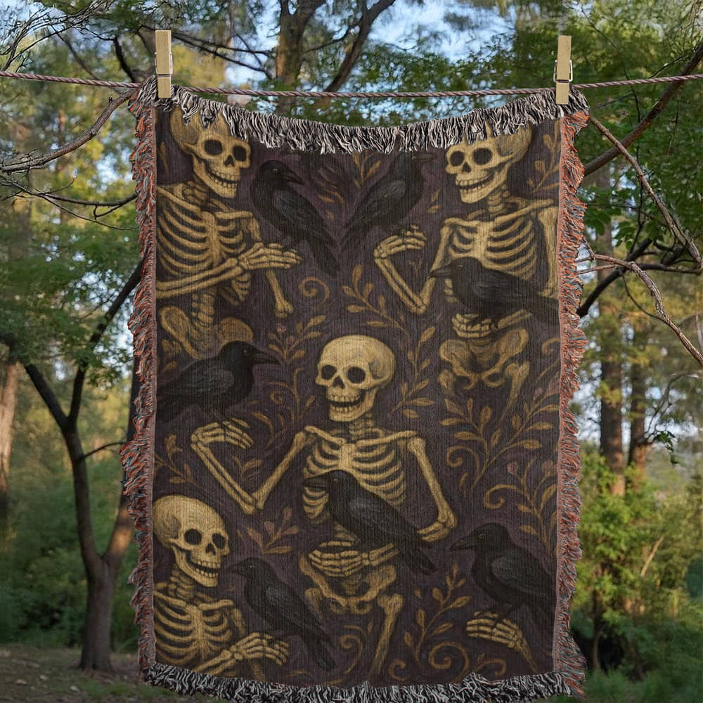 Skeletons & Ravens – Gothic Harvest Blanket