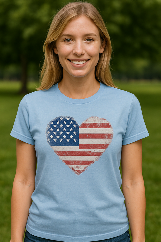 Distressed Flag Heart – Red, White & True