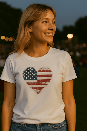 Distressed Flag Heart – Red, White & True