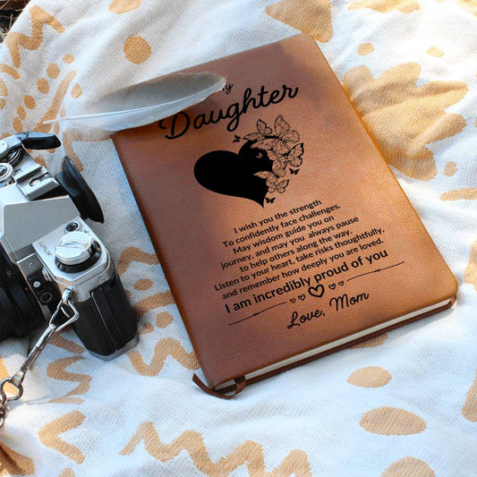 To My Daughter Love Mom - Graphic Leather Journal