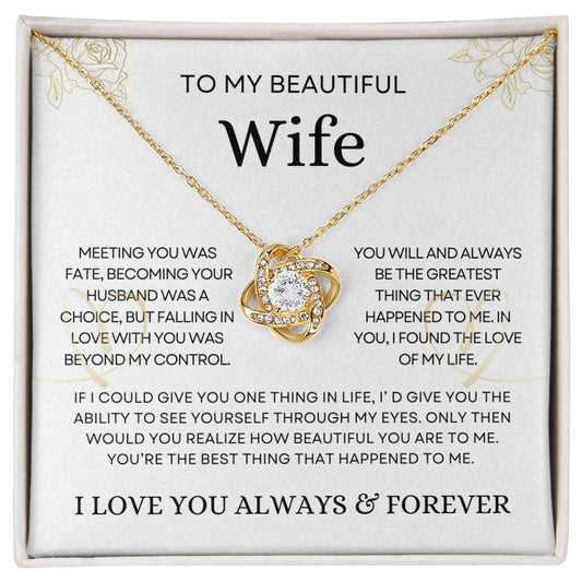 To My Beautiful Wife - Love Knot Necklace