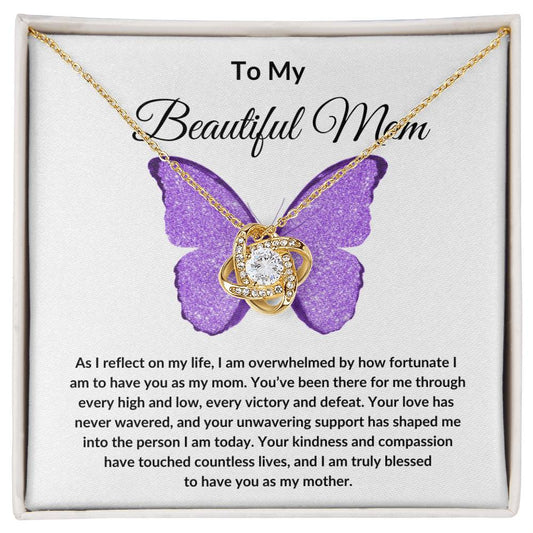 To My Beautiful Mom - Love Knot Necklace