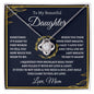 To My Beautiful Daughter Love Mom - Love Knot Necklace